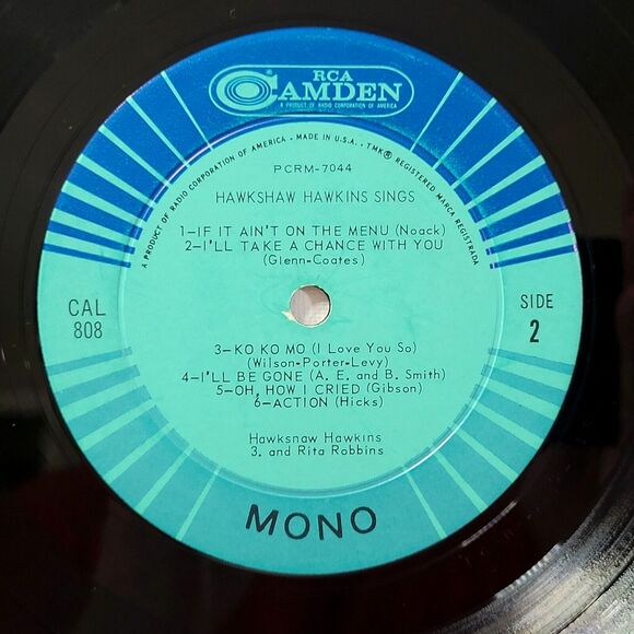 Hawkshaw Hawkins LP Hawkshaw Hawkins Sings on RCA Camden VG/VG+ Country Mono - Picture 4 of 4